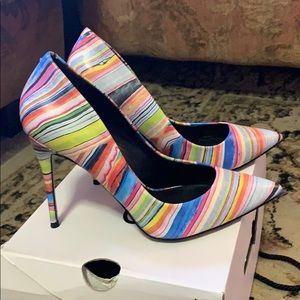 Multi Colored Striped Heel